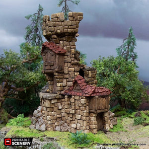 Hagglethorn Ruined Tower - Hagglethorn Hollow Printable Scenery 15mm 20mm 28mm 32mm 37mm Wargaming Terrain D&D DnD outpost