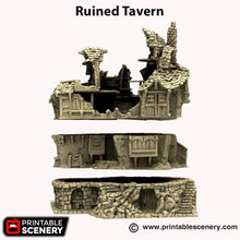 Load image into Gallery viewer, Hagglethorn Ruined Tavern - Hagglethorn Hollow Printable Scenery 15mm 20mm 28mm 32mm 37mm Terrain D&amp;D DnD Inn