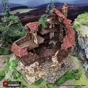 Hagglethorn Ruined Tavern - Hagglethorn Hollow Printable Scenery 15mm 20mm 28mm 32mm 37mm Terrain D&D DnD Inn