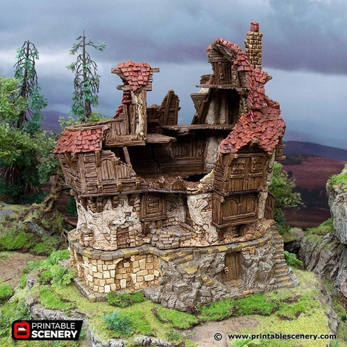 Hagglethorn Ruined Tavern - Hagglethorn Hollow Printable Scenery 15mm 20mm 28mm 32mm 37mm Terrain D&D DnD Inn