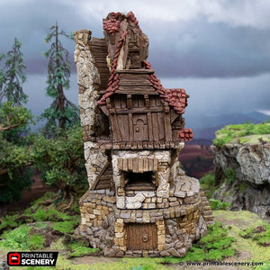 Ruined Hunters Lodge - Hagglethorn Hollow Printable Scenery 15mm 20mm 28mm 32mm 37mm Wargaming Terrain D&D DnD Hunter's Lodge