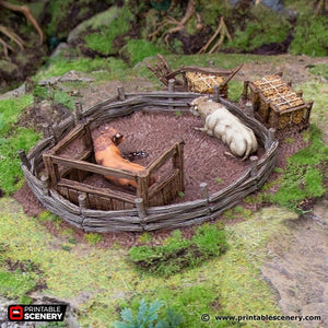 Oxen Enclosure - Hagglethorn Hollow Printable Scenery 20mm 28mm 32mm 37mm Terrain D&D DnD Bull Cow