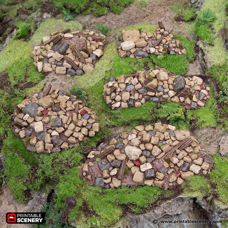 Collapsed Tunnel Debris - Hagglethorn Hollow Debris Piles Printable Scenery 15mm 20mm 28mm 32mm 37mm Terrain D&D DnD Rubble