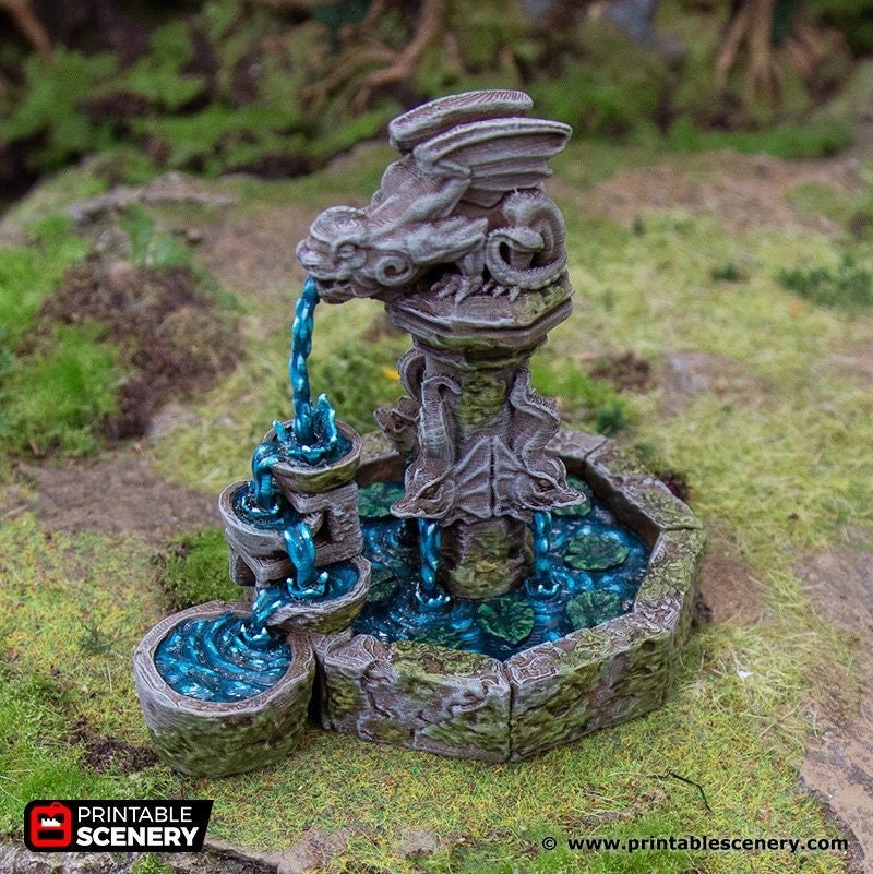 Gargoyle Fountain - Hagglethorn Hollow Printable Scenery Terrain D&D DnD Hagglethorn Fountain Wishing Well Font The Fountain