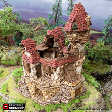 Load image into Gallery viewer, Ruined Guildhall - Hagglethorn Hollow Printable Scenery 15mm 20mm 28mm 32mm 37mm Terrain D&amp;D DnD Mansion