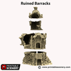 Ruined Barracks - Hagglethorn Hollow Printable Scenery 15mm 20mm 28mm 32mm 37mm Wargaming Terrain D&D DnD
