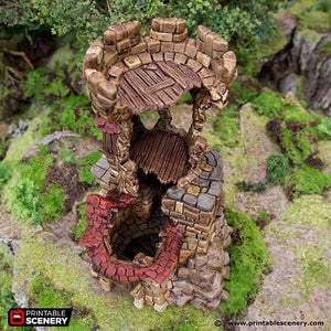 Hagglethorn Ruined Tower - Hagglethorn Hollow Printable Scenery 15mm 20mm 28mm 32mm 37mm Wargaming Terrain D&D DnD outpost