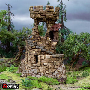 Hagglethorn Ruined Tower - Hagglethorn Hollow Printable Scenery 15mm 20mm 28mm 32mm 37mm Wargaming Terrain D&D DnD outpost