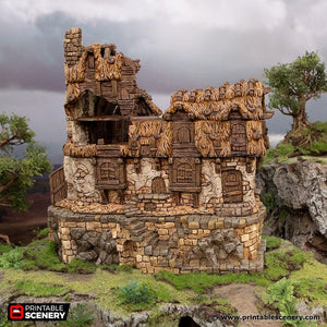 Ruined Longhouse - Hagglethorn Hollow Printable Scenery 15mm 20mm 28mm 32mm 37mm Terrain D&D DnD Long House