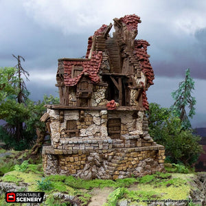 Ruined Hunters Lodge - Hagglethorn Hollow Printable Scenery 15mm 20mm 28mm 32mm 37mm Wargaming Terrain D&D DnD Hunter's Lodge