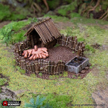 Load image into Gallery viewer, The Pig Pen - Nursing Piglets - Hagglethorn Hollow Printable Scenery 20mm 28mm 32mm 37mm Terrain D&amp;D DnD Swine Hogs
