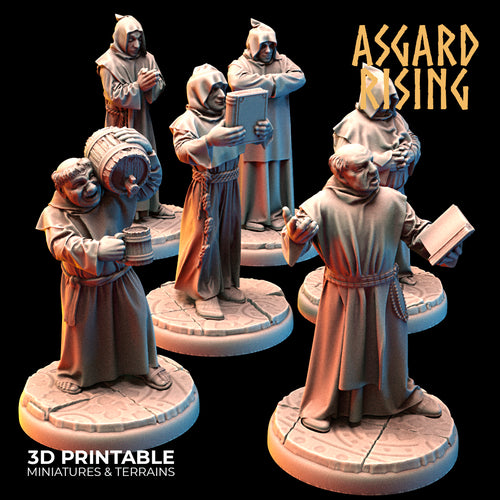 Monk Set - Monks Friars Regular Canons - Asgard Rising Miniatures - Wargaming D&D DnD
