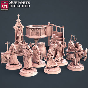 Abbey Monks Set - STL Miniatures - Wargaming D&D DnD