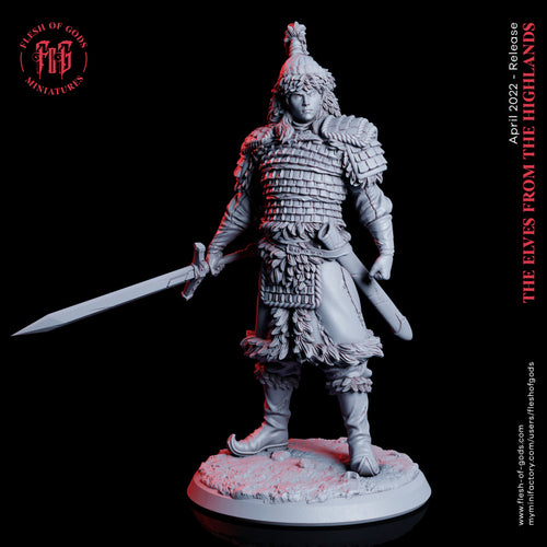 Highland Elf Hunter with Sword - Elves from the Highlands - Flesh of Gods Wargaming D&D DnD