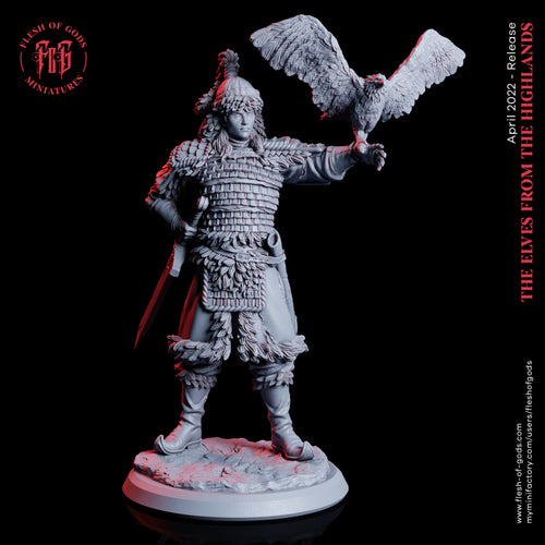 Highland Elf Hunter with Bird - Elves from the Highlands - Flesh of Gods Wargaming D&D DnD
