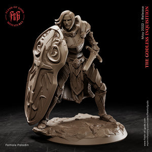 Female Human Paladin - The Godless Inquisition - Flesh of Gods Wargaming D&D DnD