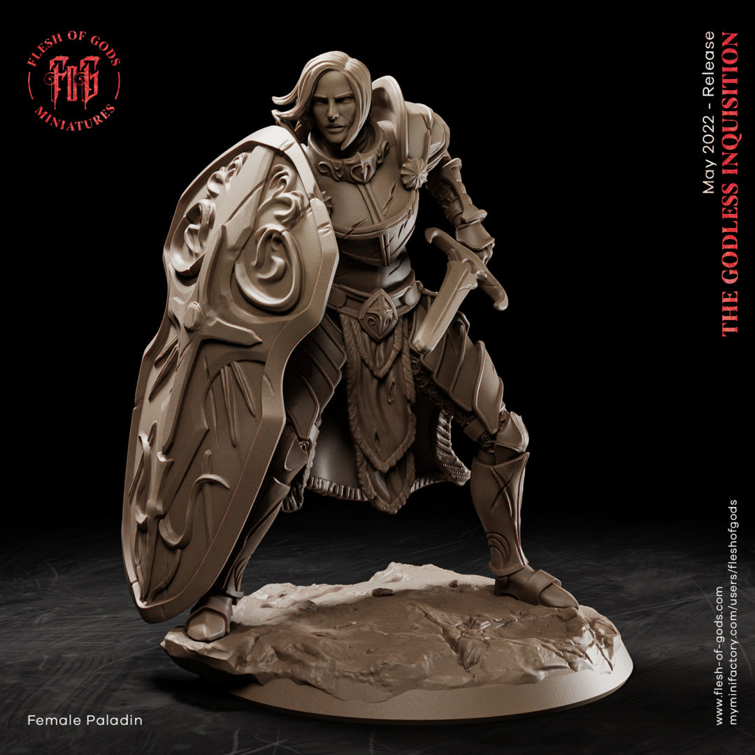 Female Human Paladin - The Godless Inquisition - Flesh of Gods Wargaming D&D DnD