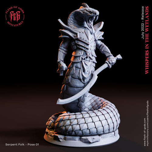 Serpent Folk with Sword - Whispers in the Wetlands - Flesh of Gods Wargaming D&D DnD