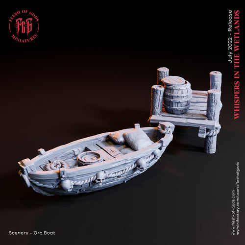 Orc Boat and Dock - Whispers in the Wetlands - Flesh of Gods Wargaming D&D DnD