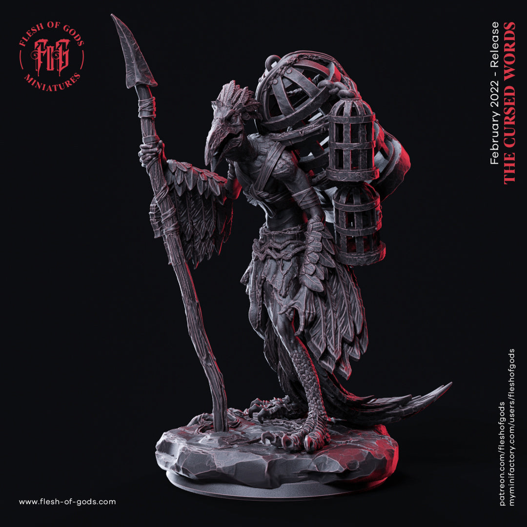 Walking Crow with Spear - The Cursed Words - Flesh of Gods Wargaming D&D DnD