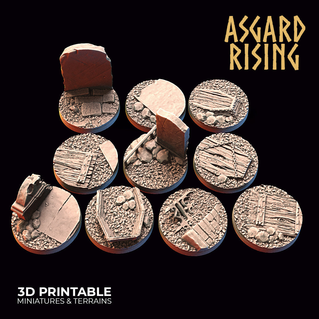 Graveyard Theme Bases Set - Asgard Rising - Wargaming D&D DnD