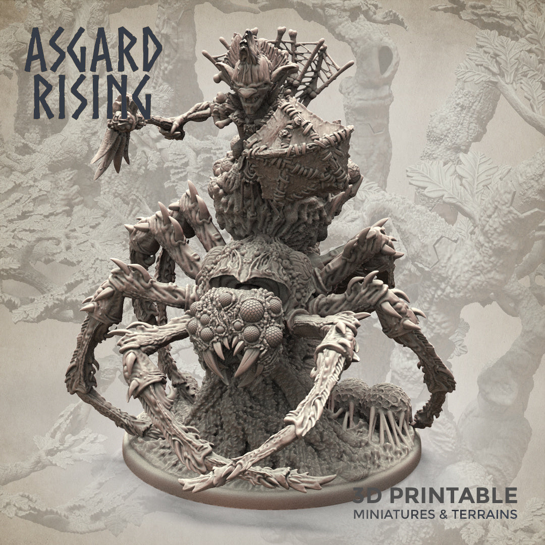 Goblin Chieftain on Giant Spider - Asgard Rising Miniatures - Wargaming D&D DnD