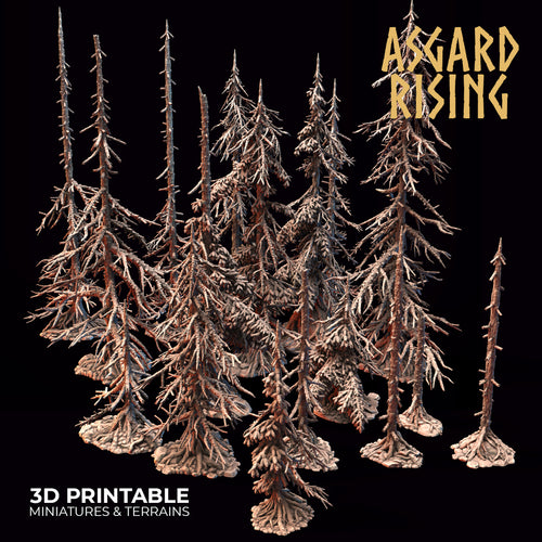 Dry Conifers Set - Asgard Rising Miniatures - Wargaming D&D DnD