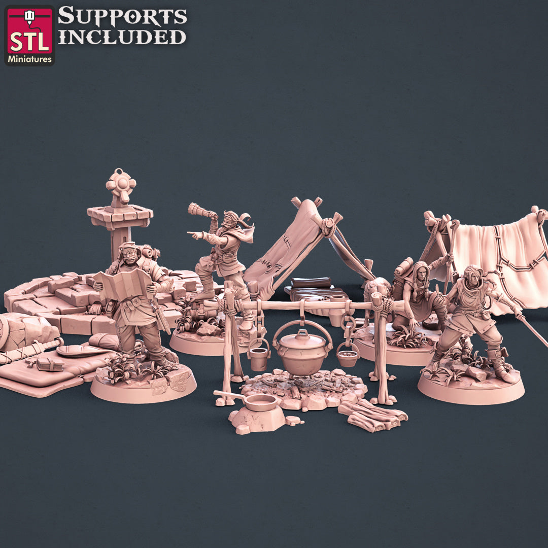 Explorers Set - STL Miniatures - Wargaming D&D DnD – Dungeon Artifacts