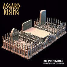 Load image into Gallery viewer, Grave Stone Set with Cemetery Fencing - Asgard Rising Graves - Wargaming D&amp;D DnD