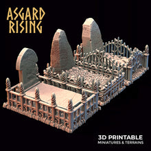 Load image into Gallery viewer, Grave Stone Set with Cemetery Fencing - Asgard Rising Graves - Wargaming D&amp;D DnD