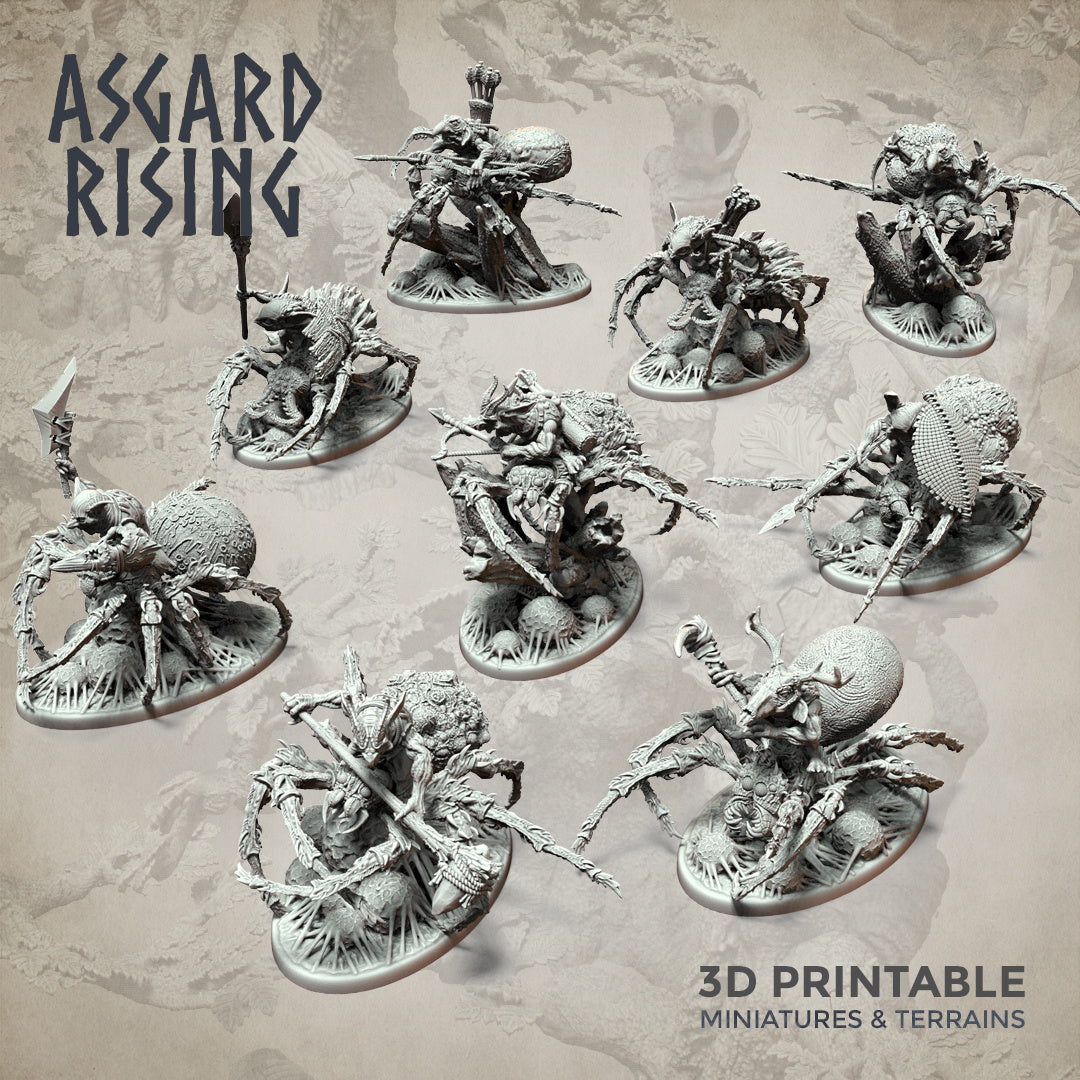 Goblin Spider Riders Modular Set  - Asgard Rising Miniatures - Wargaming D&D DnD
