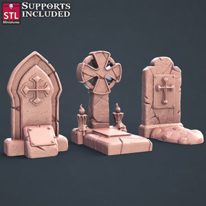 Graveyard Set - STL Miniatures - Wargaming D&D DnD