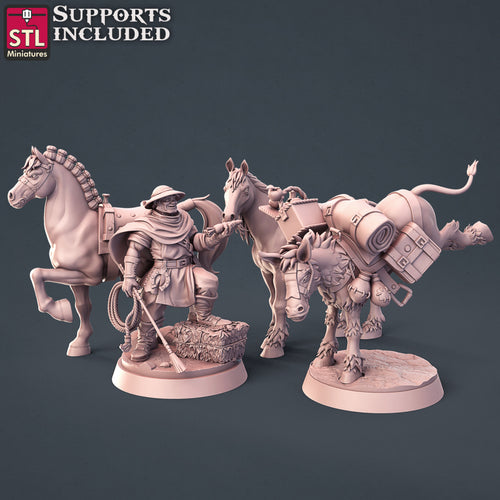 Horse Trainer Set - STL Miniatures - Wargaming D&D DnD