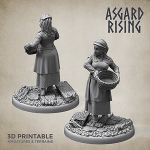 Villager Female Townsfolk Set - Asgard Rising Miniatures - Wargaming D&D DnD