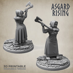 Villager Female Militia Set - Asgard Rising Miniatures - Wargaming D&D DnD