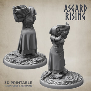 Villager Female Townsfolk Set - Asgard Rising Miniatures - Wargaming D&D DnD