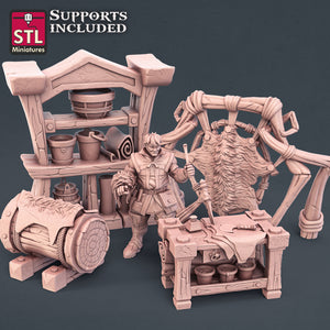 Leatherworker Set - STL Miniatures - Wargaming D&D DnD