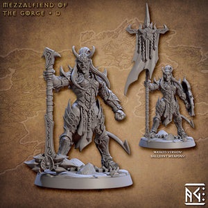 Mezzalfiend of the Gorge, Female with Standard - The Demon King's Spawn - Artisan Guild Minis Wargaming D&D DnD