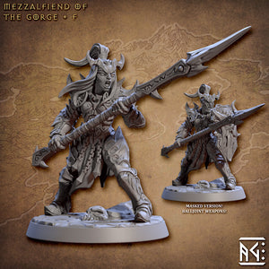Mezzalfiend of the Gorge, Female with Pike - The Demon King's Spawn - Artisan Guild Minis Wargaming D&D DnD