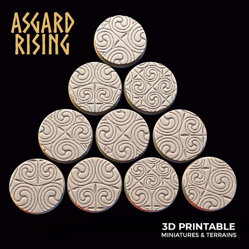Dwarven Themed 25mm Round Base Set - Asgard Rising - Wargaming D&D DnD