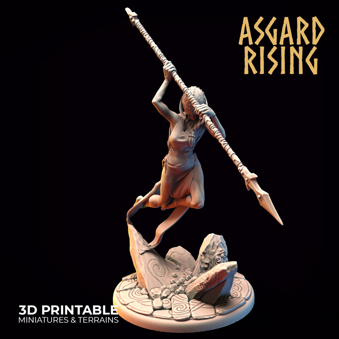 Lady Phantom with Spear - Asgard Rising Miniatures - Wargaming D&D DnD