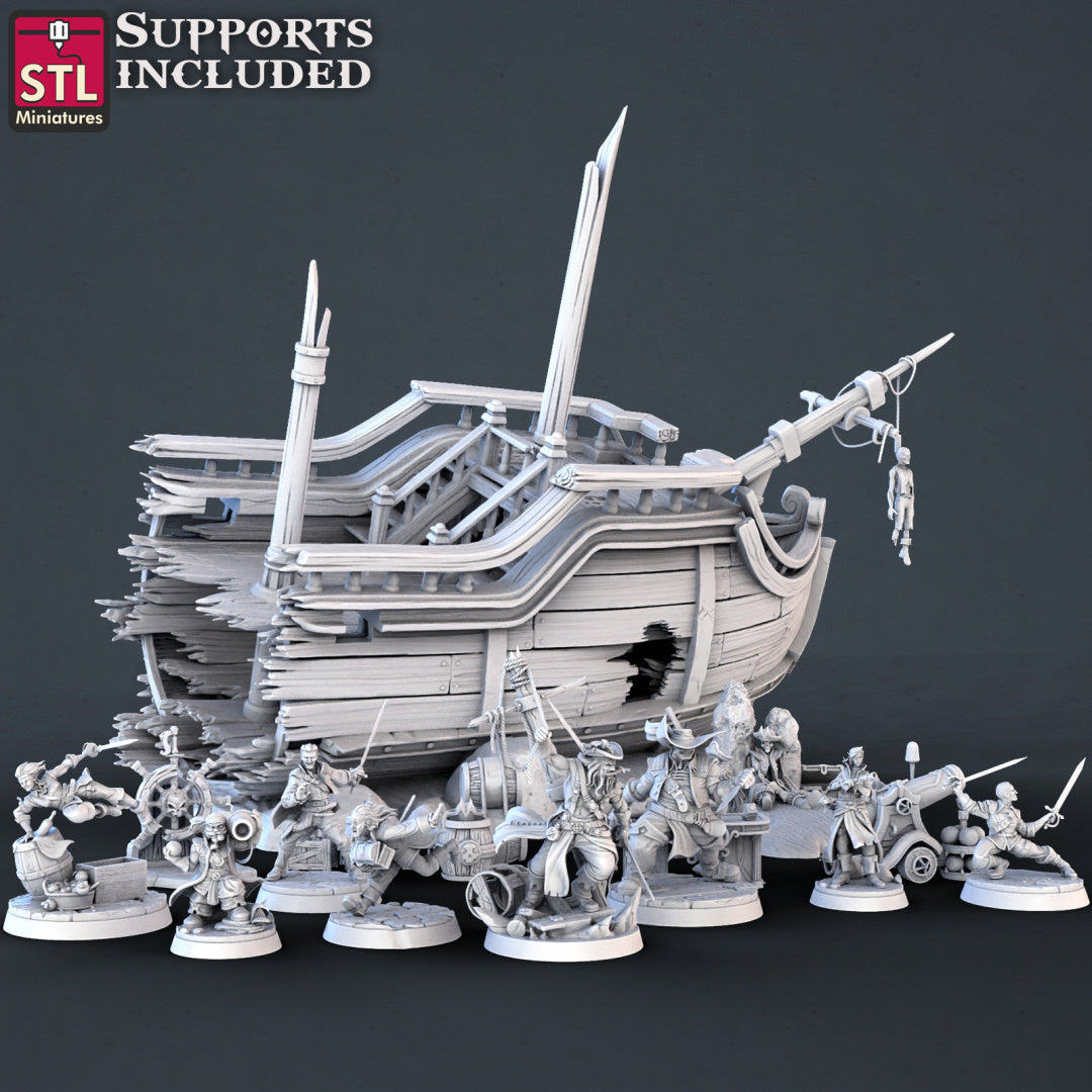 Pirate Set - STL Miniatures - Wargaming D&D DnD