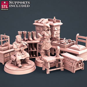 Shoemakers Set - STL Miniatures - Wargaming D&D DnD