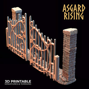 Stone Wall Fence with Gate Set 1 - Asgard Rising - Wargaming D&D DnD