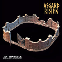 Load image into Gallery viewer, Stone Wall Fence with Gate Set 1 - Asgard Rising - Wargaming D&amp;D DnD