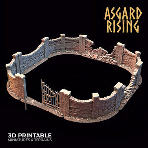 Stone Wall Fence with Gate Set 1 - Asgard Rising - Wargaming D&D DnD