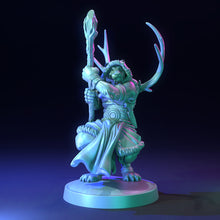 Load image into Gallery viewer, Sabretooth Tiger with Staff - The Scorching North - Dragon Trapper&#39;s Lodge Wargaming D&amp;D DnD