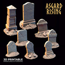 Load image into Gallery viewer, Gravestone Headstones Set - Asgard Rising - Wargaming D&amp;D DnD