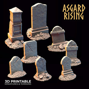 Gravestone Headstones Set - Asgard Rising - Wargaming D&D DnD