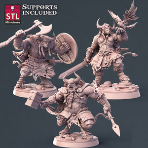 Viking Minotaurs Set - STL Miniatures - Wargaming D&D DnD